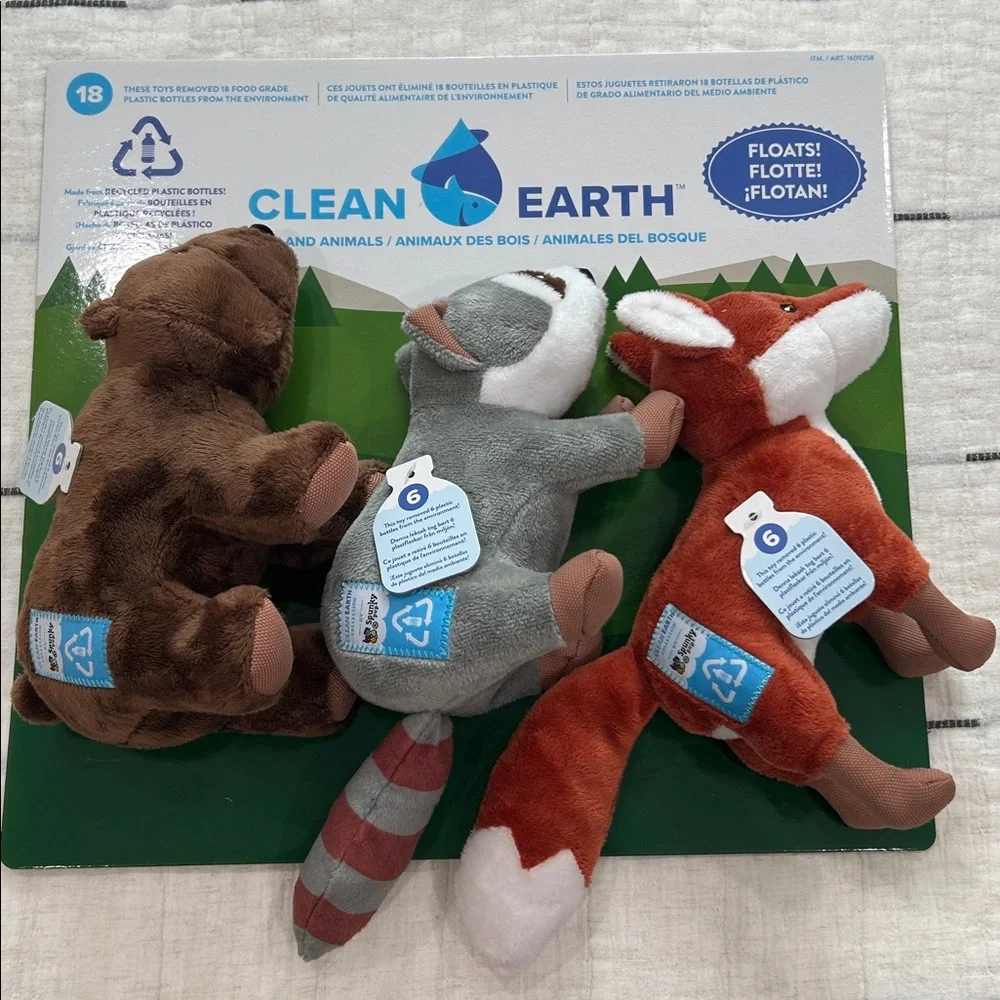 Clean Earth Plush Toy Squeaky Plush Dog Toy Set